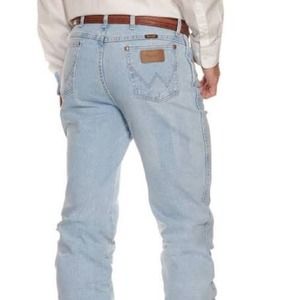 Wrangler Jeans Mens 36 Vintage Distressed Faded Light Wash Ridged Denim Grunge